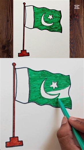 Easy Pakistan Flag Drawing Tutorial for beginner.. ✏️#pakistan #shorts #youtubeshorts