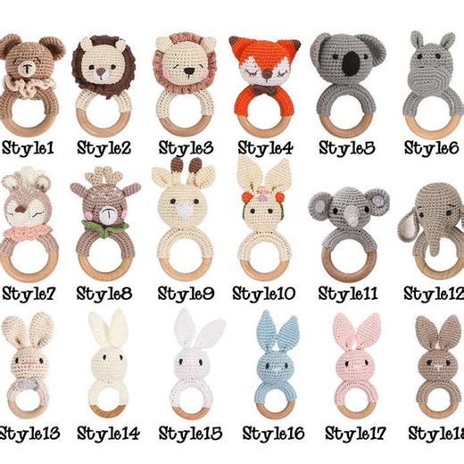 Hand-made Baby Crochet Animal Rattle Cartoon Knitted Doll Baby Soothed Gnawed Rabbit Toy Gift