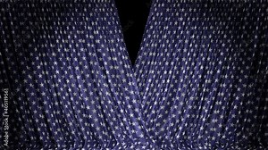 Realistic 1080p 3D animation of the stars pattern blue transparent window curtain opening rendered as PNG RGB + Alpha. Transparent background.