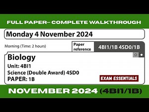 Edexcel IGCSE Biology (4BI1/1B) | November 2024 Paper 1B | Fully Solved with Detailed Explanation