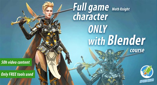 Full game character in Blender only course - Moth Knight