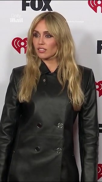 Miley Cyrus dons leather fit at iHeartRadio Music Awards