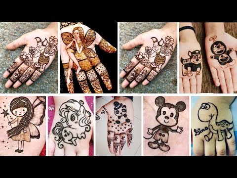 Cartoon Mehndi Designs For kids!!!! hello kitty,doremon,fairy,cat,elephant,unicorn,mickymouse||