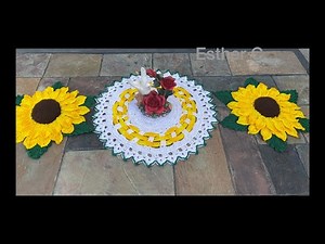 How to crochet a Table Runner with Sunflowers/ crochet doily DIY crochet doily English Tutorial
