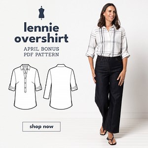 23K views · 114 reactions | 瑱 Meet Lennie – your shortcut to effortless cool, no matter the season! With its relaxed fit, V-neck collar and fold-up sleeves, this versatile overshirt pattern goes from buttoned-up to dressed-down with ease. Claim Lennie as your April bonus PDF pattern by adding it to your cart along with another pattern of your choice, then click the green discount code at check-out. Sew for the season with Style Arc.  | Style Arc sewing patterns | Facebook