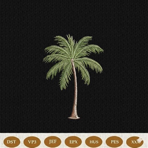 Palm Tree Embroidery Design, Tropical Summer Beach Stitch File, Minimal Chest Logo Pattern - Etsy