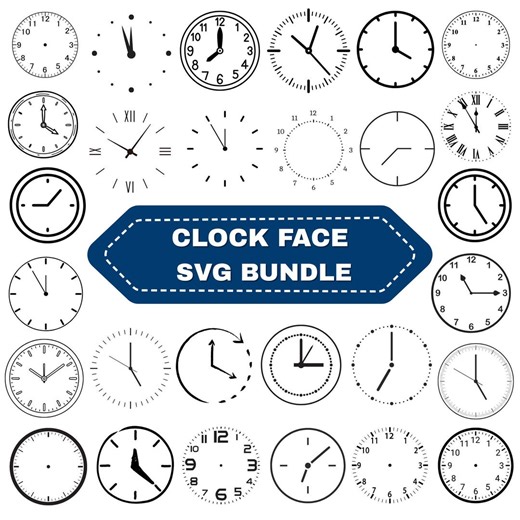 Clock Face Svg Bundle:clock Face Clipart,modern & Vintage Designs,digital Files(instant Download) - Etsy