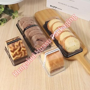 Custom Cake Container PET with clear Lid Disposable Triangle/Square/Rectangel Slice Cheese Cake Snack Dessert Plastic Cake Boxes