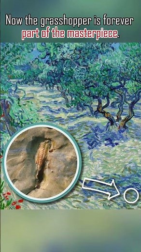 A tiny “co-author” was found in Van Gogh’s painting Olive Trees! 🦗