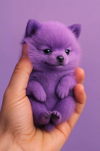 POV: You’re holding Little Dog 🌈 The Dreamy Purple Pomeranian ✨