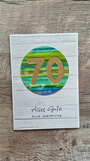 Männerkarte 70. Geburtstag mit Aquarell Streifen