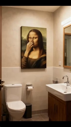 Mona Lisa in my bathroom! 😂😂 #funny #viral #bathroom | Heightenly