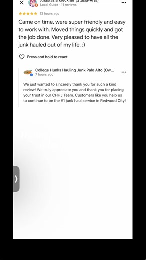 Reviews like this remind us why we do what we do. Showing up on time, working with heart, and helping our clients feel lighter at the end of the day isn’t just our job—it’s our mission. When our customers say they’re happy to have the junk “out of their life,” that’s success to us. Thank you for trusting us with your space. Your satisfaction is our biggest reward. 💪✨ #HappyClients #JunkHauling #WomenInBusiness #RedwoodCity #trustedservicebali