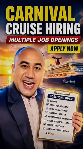 Carnival Cruise Jobs 2026 | Multiple Hospitality Vacancies | Apply on Official Careers 🌍🚢