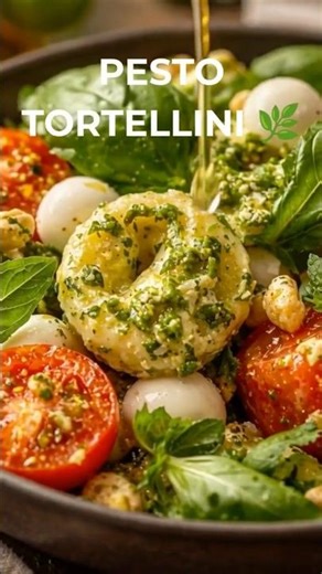 Easy recipe for pesto tortellini. #foodshorts #recipeoftheday