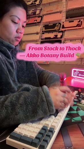 DIY keeb mod time! 🪴✨ Quick timelapse of saying goodbye to clicky reds   cherry keycaps and welcoming the creamy Akko Botany switches 🌿 Topped it off with MOG keycaps, and the final reveal   sound test? Pure thocky bliss! 🐰💚 This build turned out smoother, softer, and way more satisfying to type on 🎧 💬 Which sound profile are you team for — clicky or creamy? Shop this build! Everything can be found in my showcase! @Redragon Store @Akko #tiktokshopblackfriday #tiktokshopcybermonday #customk
