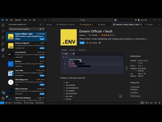 VS Codes Secret Weapon for .env Files Autocomplete & Vault Protection With Black Color to Hide