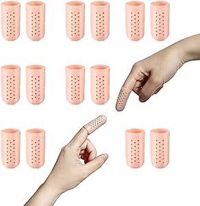 Gel Finger Cots with Air Holes, Finger Protectors (14 PCS) Breathable Silicone Finger Caps, Finger Sleeves Fingertips Protection for Eczema Wounds Cracking Blisters Broken Arthritis Trigger Finger