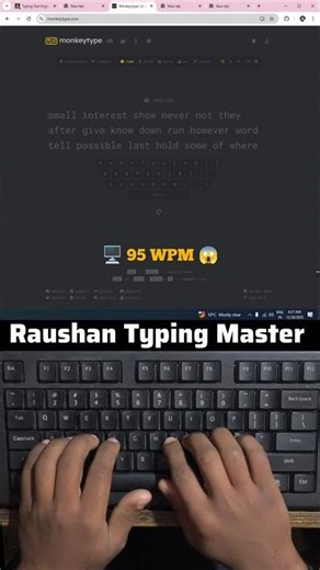 95 WPM 😱 Computer Keyboard Typing Speed Look #95wpm #fasttyping #typingshorts #raushantypingmaster