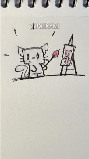 Artist Cat! 🐱🎨 How to draw a cute kawaii cat painting
