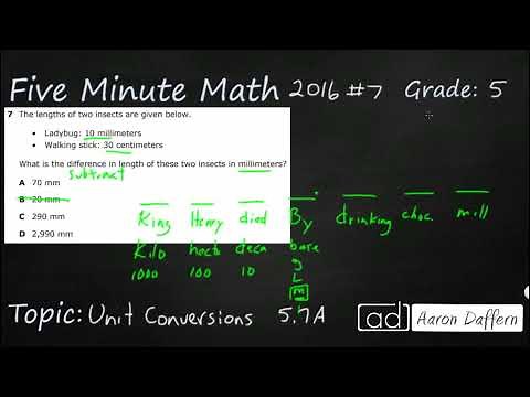 5th Grade STAAR Practice Unit Conversions (5.7A - #1)
