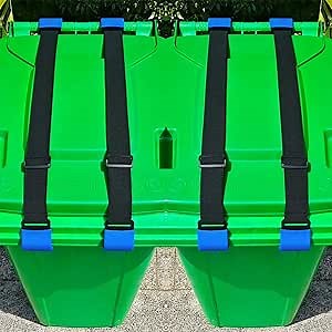 4PCS Metal Double-Claw Trash Can Lock Strap for Animals,Outdoor Racoon Garbage Can Bin Lid Lock Straps Bungee Cord,Trash Can Bin Lid Locks Bungee Cord Outside【Blue Hooks】- Patented Pending