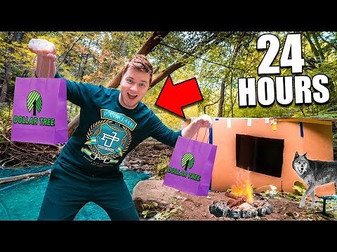 24 Hour Box Fort In The Woods 📦 Dollar Store Survival Challenge (Part 1)