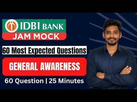 🔥 IDBI JAM 2026 | 60 Most Expected Questions | Important GA & Banking MCQs | Hirak Nath