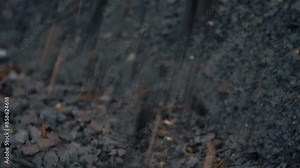 Processed Mineral Stones Falling Into Pile From Industrial Mining Equipment. Extracting Precious Metals From Mineral Stones At Mining Site. Mineral Stones Crumbling Down At Open-Pit Mine. Rocks