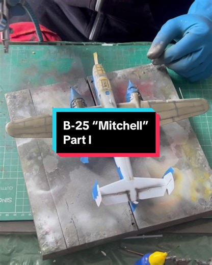 Painting the base layer of this B-25 “Mitchell” 1/72 from @airfix_official #modelkits #modelkits #modelkitbuilder #hobby #b25mitchell #b25