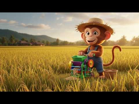 Amazing Skills: Monkeys Operate Miniature Rice Threshing Machines