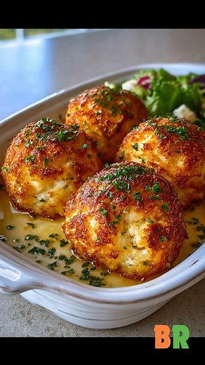 Golden Crab Bombs A rich, delicate crab preparation where jumbo lumps are barely bound, allowing their natural sweetness to shine. This technique emphasizes minimal handling, precise heat, and thoughtful seasoning for an elevated seafood showcase. Ingredients: 1 lb jumbo lump crab meat 1/4 cup mayonnaise 1 tsp Old Bay seasoning 1 large egg 1 tsp Dijon mustard 1 tbsp fresh parsley, chopped 2 tbsp breadcrumbs 2 tbsp melted butter for brushing Lemon wedges for serving How to Make It: 1. Prepare the