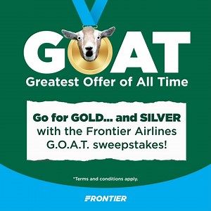 17K views · 101 reactions | Go for GOLD…and SILVER with the Frontier Airlines G.O.A.T. sweepstakes! We're giving away Elite Gold Status and Elite Silver Status. Enter today! https://bit.ly/4cjvvxc | Frontier Airlines | Facebook