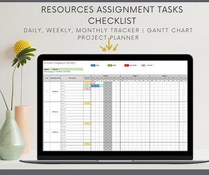 Resources Assignment Tasks Checklist | Daily, Weekly, Monthly Tracker | Gantt Chart Project Planner (excel & Printable) - Etsy Canada
