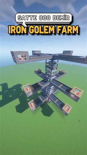 8 SAATTE 800 DEMİR VEREN GOLEM FARM MI ! #minecraft #shorts #ironfarm