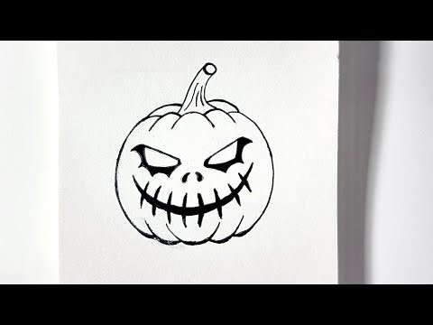 Scary Pumpkin Drawing 🎃| Easy Halloween Skull Pumpkin Art Step by Step
