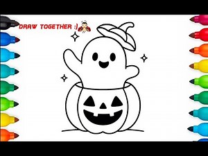 How to draw a Halloween ghost and pumpkin/ Halloween drawing/ Easy art #art #drawing #helloween