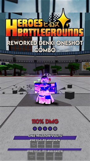 Reworked Denki 100% combo | Oneshot | HBG | #heroesbattlegrounds #battlegrounds #fyp #denki
