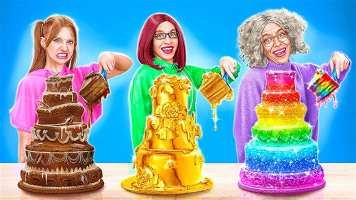GRANDMA VS ME VS MOM COOKING CHALLENGE || Funny & Simple Kitchen Hacks by 123GO! CHALLENGE