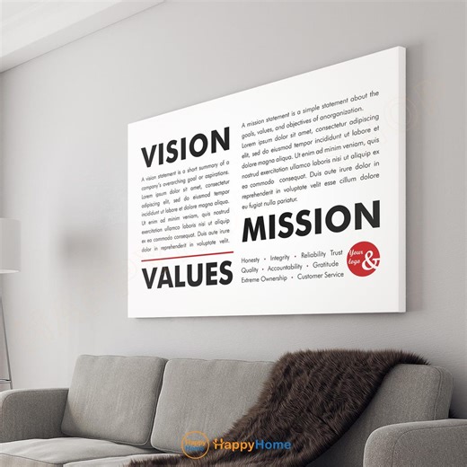 Personalized Company Values Wall Art Core Values Our Vision Our Mission Statement Entrepreneur Poster Business Office Wall Decor -PC53 - Etsy