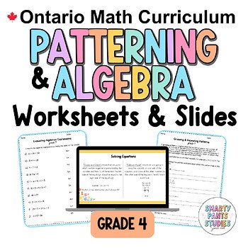 Grade 4 Ontario Math | Patterning & Algebra Worksheets + Slides | Ready to Use