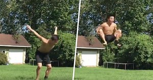 You Can't Miss This Guy Pulling Off An Impossible Backflip