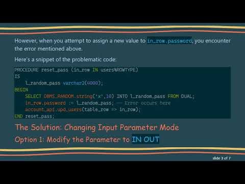 How to Fix the PLS-00363 Error When Assigning Input Parameters in PL/SQL Procedures