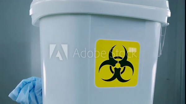 Biohazard Waste Disposal Bin with Warning Symbol for Safety Protocols