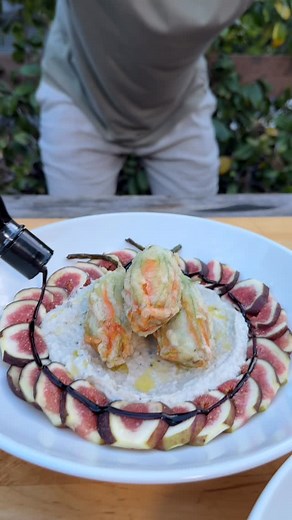 Ron Rofé | Zucchini Flowers stuffed with fish kebab, wow! I call this dish - Flowers of the Sea! Halibut fish kebabs, zucchini flowers, baba ganoush,... | Instagram