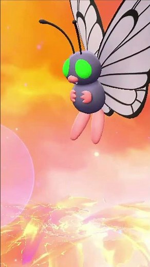 Shiny Metapod evolving into Butterfree