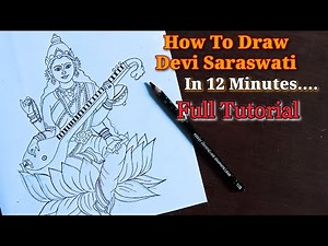 Saraswati drawing/maa sarswati drawing/saraswati drawing easy/saraswati thakur drawing