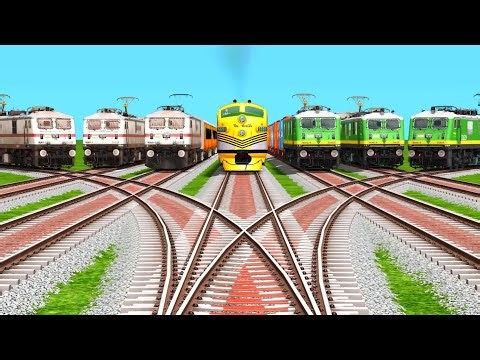 7 Same Trains Crossing Railroad Crossings By Diamond Railroad Tracks/indian railways/train simulator