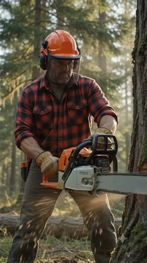 Massive Tree Cutting with Chainsaw | Professional Lumberjack | Satisfying AI 4K