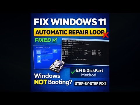 Fix Windows 11 Automatic Repair Loop | Windows 11 Not Booting | EFI & DiskPart Method